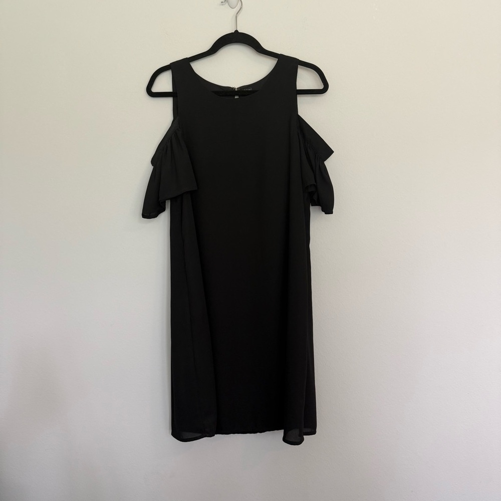 City Streets Black Cold Shoulder Sheath Dress